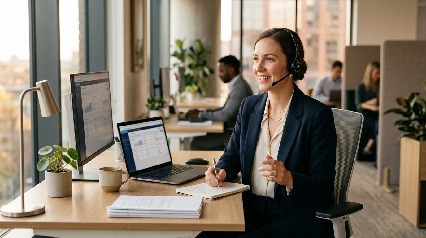 Sales rep selecting a call disposition on a dialer screen after ending an outbound call