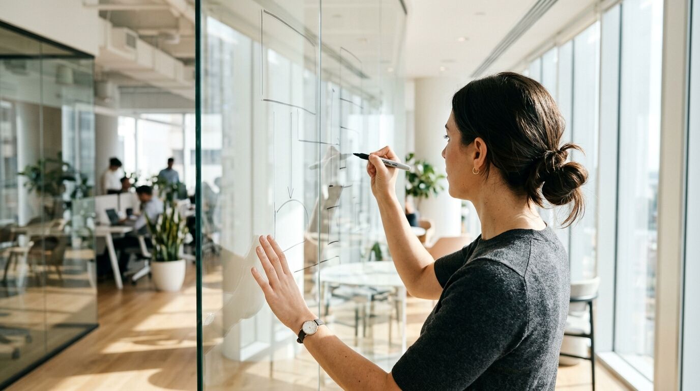 A sales rep checking a call log on a laptop to decide how many times to call a lead