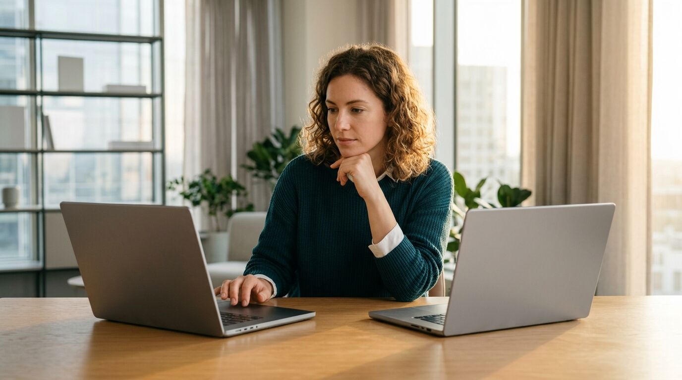 A sales manager comparing Salesloft pricing quotes with a SellifyGPT plan on a laptop